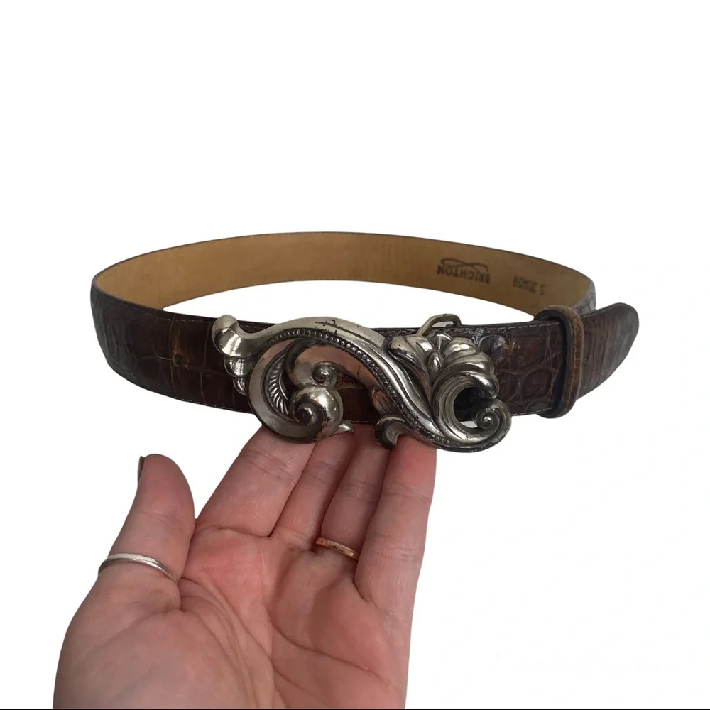 Brighton Brown Belt with Silver Hardwear‎ Small